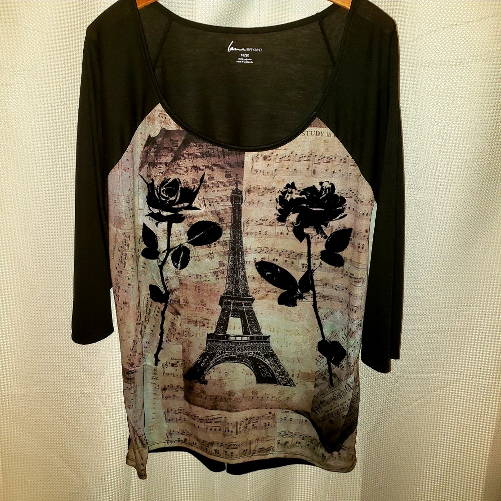 Lane Bryant Eiffel Tower 3/4 Sleeve T-shirt NEW